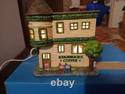 Vintage 1998 Starbucks Holiday House light up Ceramic Christmas Village with box