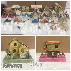 Vintage 21pc Christmas Village PUTZ House Clay Santa Mica Glitter Japan Mix Lot