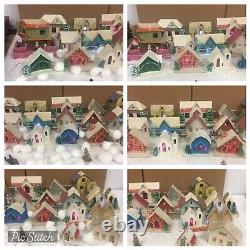 Vintage 21pc Christmas Village PUTZ House Clay Santa Mica Glitter Japan Mix Lot