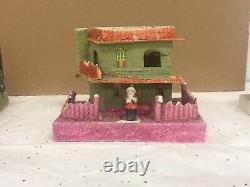 Vintage 21pc Christmas Village PUTZ House Clay Santa Mica Glitter Japan Mix Lot