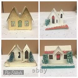 Vintage 21pc Christmas Village PUTZ House Clay Santa Mica Glitter Japan Mix Lot