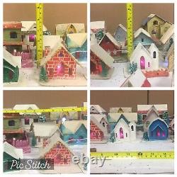 Vintage 21pc Christmas Village PUTZ House Clay Santa Mica Glitter Japan Mix Lot