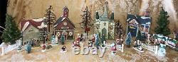 Vintage Ceramic Lighted Christmas Village With Accessories Set Of 42 Pieces