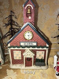 Vintage Ceramic Lighted Christmas Village With Accessories Set Of 42 Pieces