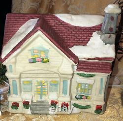 Vintage Ceramic Lighted Christmas Village With Accessories Set Of 42 Pieces