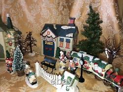 Vintage Ceramic Lighted Christmas Village With Accessories Set Of 42 Pieces