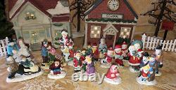 Vintage Ceramic Lighted Christmas Village With Accessories Set Of 42 Pieces