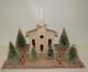 Vintage Christmas Cardboard Mica Putz Large Church Bottlebrush Trees Display