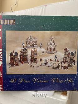 Vintage Christmas Traditions Victorian Village Set 40 Piece Complete