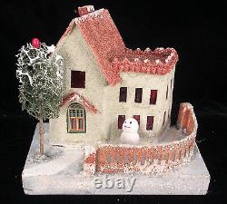 Vintage Christmas Village Cardboard Paper Putz House Castle Japan COCONUT 1930s