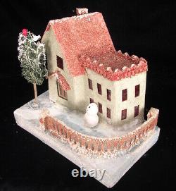 Vintage Christmas Village Cardboard Paper Putz House Castle Japan COCONUT 1930s