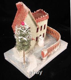 Vintage Christmas Village Cardboard Paper Putz House Castle Japan COCONUT 1930s