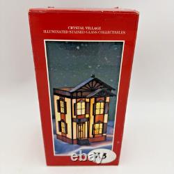Vintage Crystal Village Illuminated Stained Glass House 2 Story Building #73 NEW