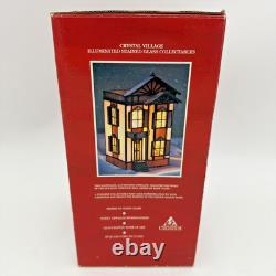 Vintage Crystal Village Illuminated Stained Glass House 2 Story Building #73 NEW