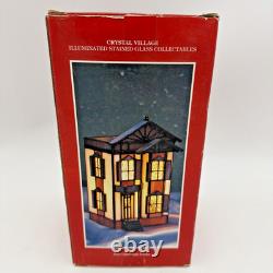 Vintage Crystal Village Illuminated Stained Glass House 2 Story Building #73 NEW