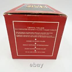 Vintage Crystal Village Illuminated Stained Glass House 2 Story Building #73 NEW