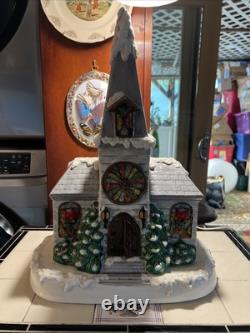 Vintage Handmade Ceramic Christmas Village Church Light Up