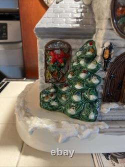Vintage Handmade Ceramic Christmas Village Church Light Up