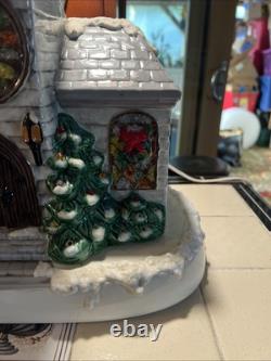 Vintage Handmade Ceramic Christmas Village Church Light Up