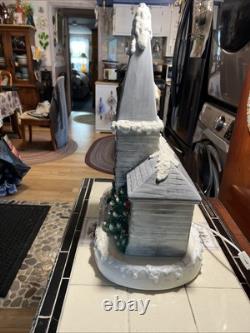 Vintage Handmade Ceramic Christmas Village Church Light Up