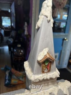 Vintage Handmade Ceramic Christmas Village Church Light Up