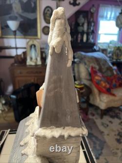 Vintage Handmade Ceramic Christmas Village Church Light Up