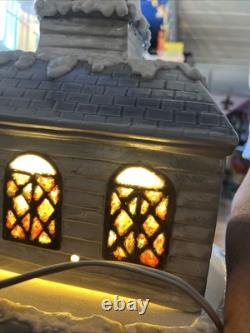 Vintage Handmade Ceramic Christmas Village Church Light Up