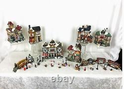 Vintage Kirkland Christmas Handpainted 37 Pc Porcelain Lighted Victorian Village