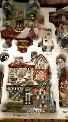 Vintage Kirkland Christmas Handpainted 37 Pc Porcelain Lighted Victorian Village