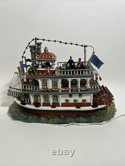 Vintage Lemax Carole Towne River Belle Steamboat Paddlewheel Ship WORKS