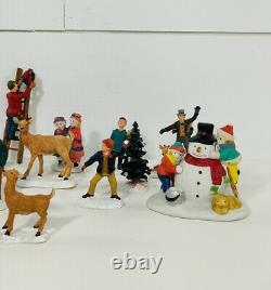 Vintage Lemax Set Of 21 Christmas People Figurines Porcelain Resin Wood Animals