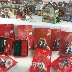 Vintage Lighted Christmas Village Houses Lot of 10 Plus 18 Additional Figurines