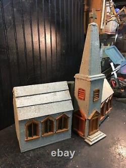 Vintage Mica Glitter Hand Made Art Wood Christmas Church 1940s vintage