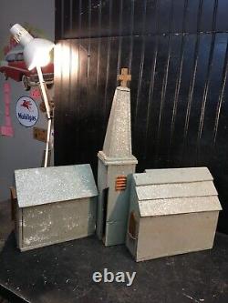 Vintage Mica Glitter Hand Made Art Wood Christmas Church 1940s vintage