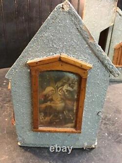 Vintage Mica Glitter Hand Made Art Wood Christmas Church 1940s vintage