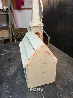 Vintage Mica Glitter Hand Made Art Wood Christmas Church 1940s vintage