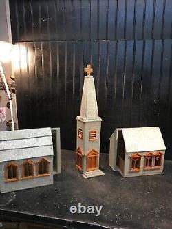 Vintage Mica Glitter Hand Made Art Wood Christmas Church 1940s vintage