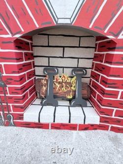 Vintage NOMA Lighted Cardboard Fireplace 1950s in Box Complete