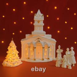 Vintage Porcelain Lighted Church Set 8 Carolers Figurine Christmas Decor Gift