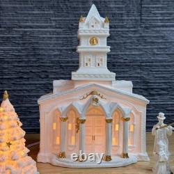 Vintage Porcelain Lighted Church Set 8 Carolers Figurine Christmas Decor Gift