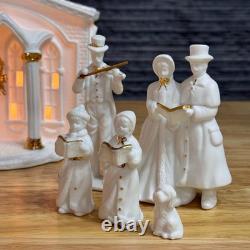 Vintage Porcelain Lighted Church Set 8 Carolers Figurine Christmas Decor Gift