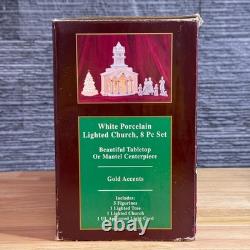Vintage Porcelain Lighted Church Set 8 Carolers Figurine Christmas Decor Gift