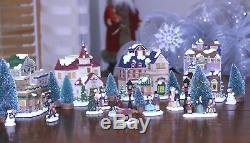 Vintage Porcelain Little Christmas Village 26 Piece Set Original Box musical