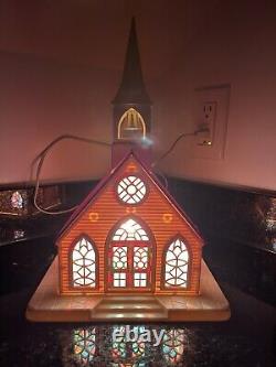Vintage Regency Lighted Musical Christmas Alpine Village Church Silent Night
