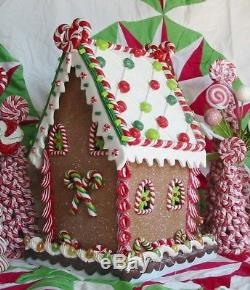 Vintage Style Large Faux Gingerbread House Christmas Cottage