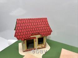 Vintage Tiny Town Cardboard 12 Building Set With Street Rare