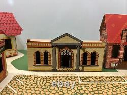 Vintage Tiny Town Cardboard 12 Building Set With Street Rare