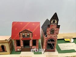 Vintage Tiny Town Cardboard 12 Building Set With Street Rare