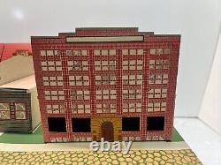 Vintage Tiny Town Cardboard 12 Building Set With Street Rare