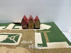 Vintage Tiny Town Cardboard 12 Building Set With Street Rare